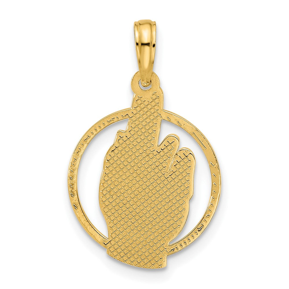 14k Yellow Gold 15 mm Polished Hand Gesture in Circle Charm (1.69 grams)