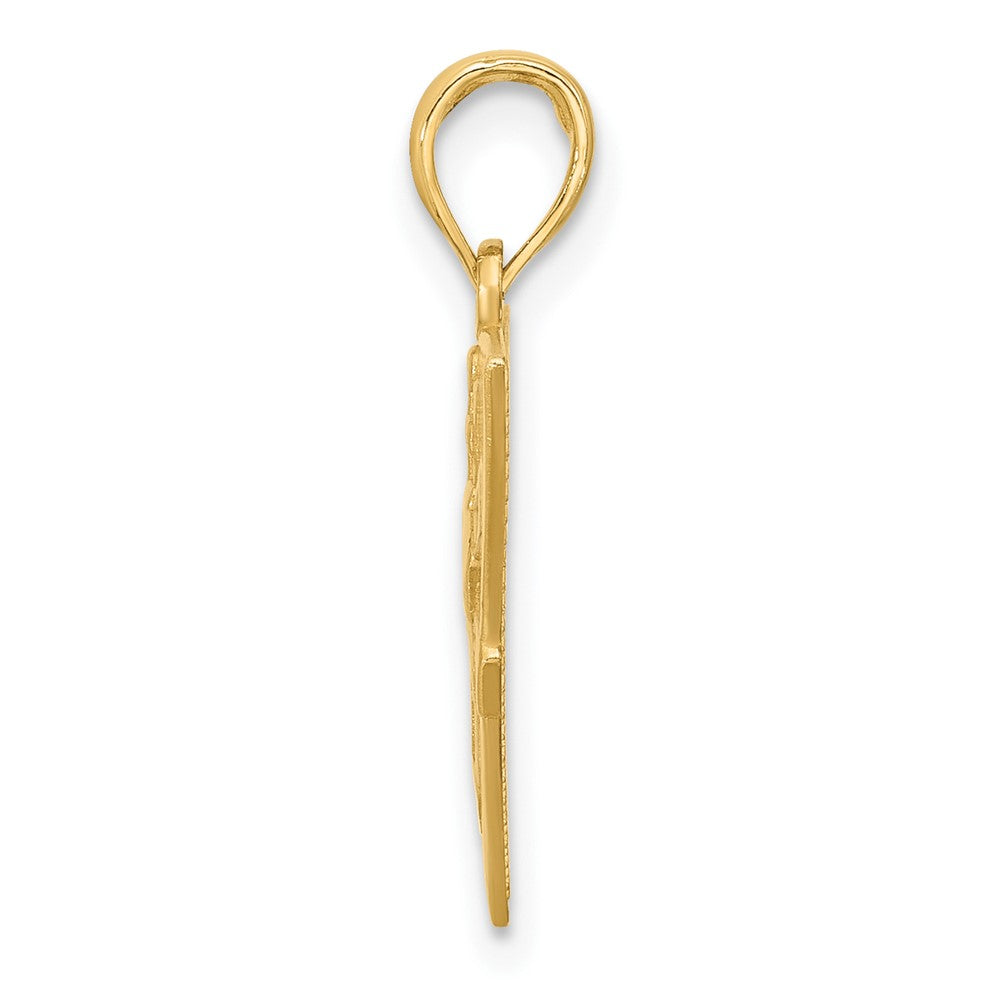 14k Yellow Gold 17.5 mm Polished Triangle Caduceus Charm (1.35 grams)