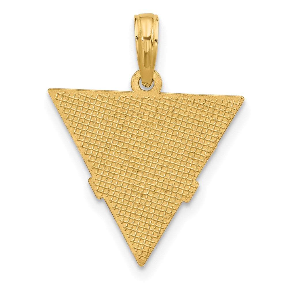 14k Yellow Gold 17.5 mm Polished Triangle Caduceus Charm (1.35 grams)