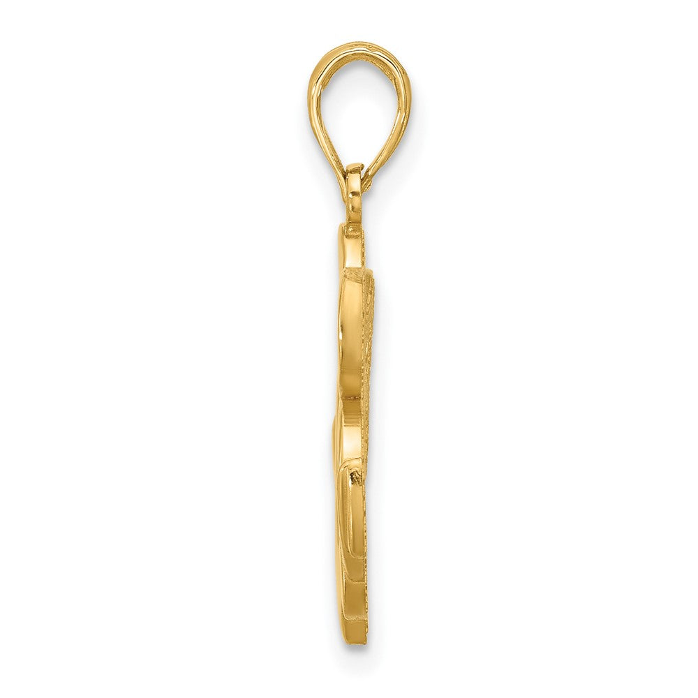 14k Yellow Gold 18 mm Polished Anchor and Clover Charm (2.39 grams)