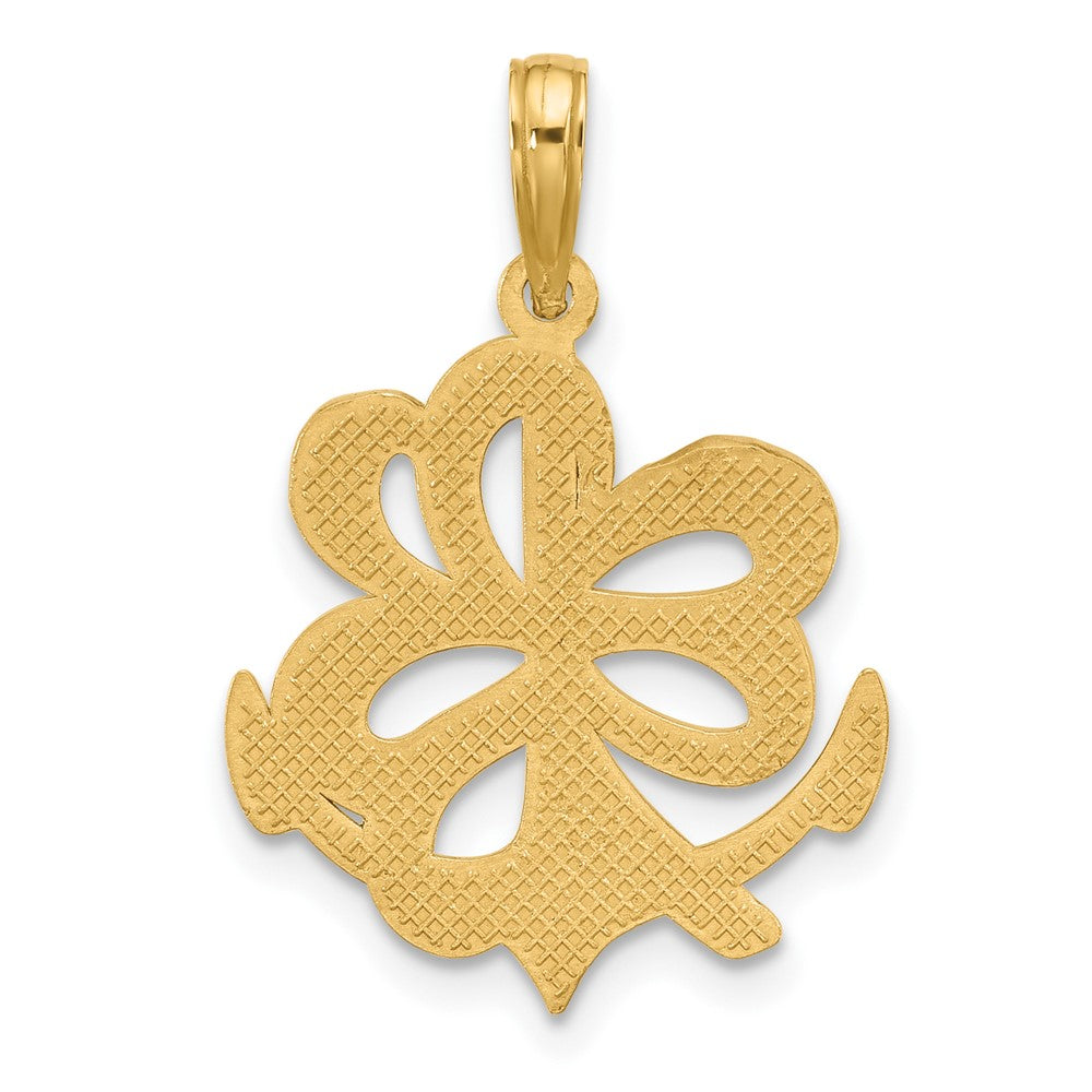 14k Yellow Gold 18 mm Polished Anchor and Clover Charm (2.39 grams)