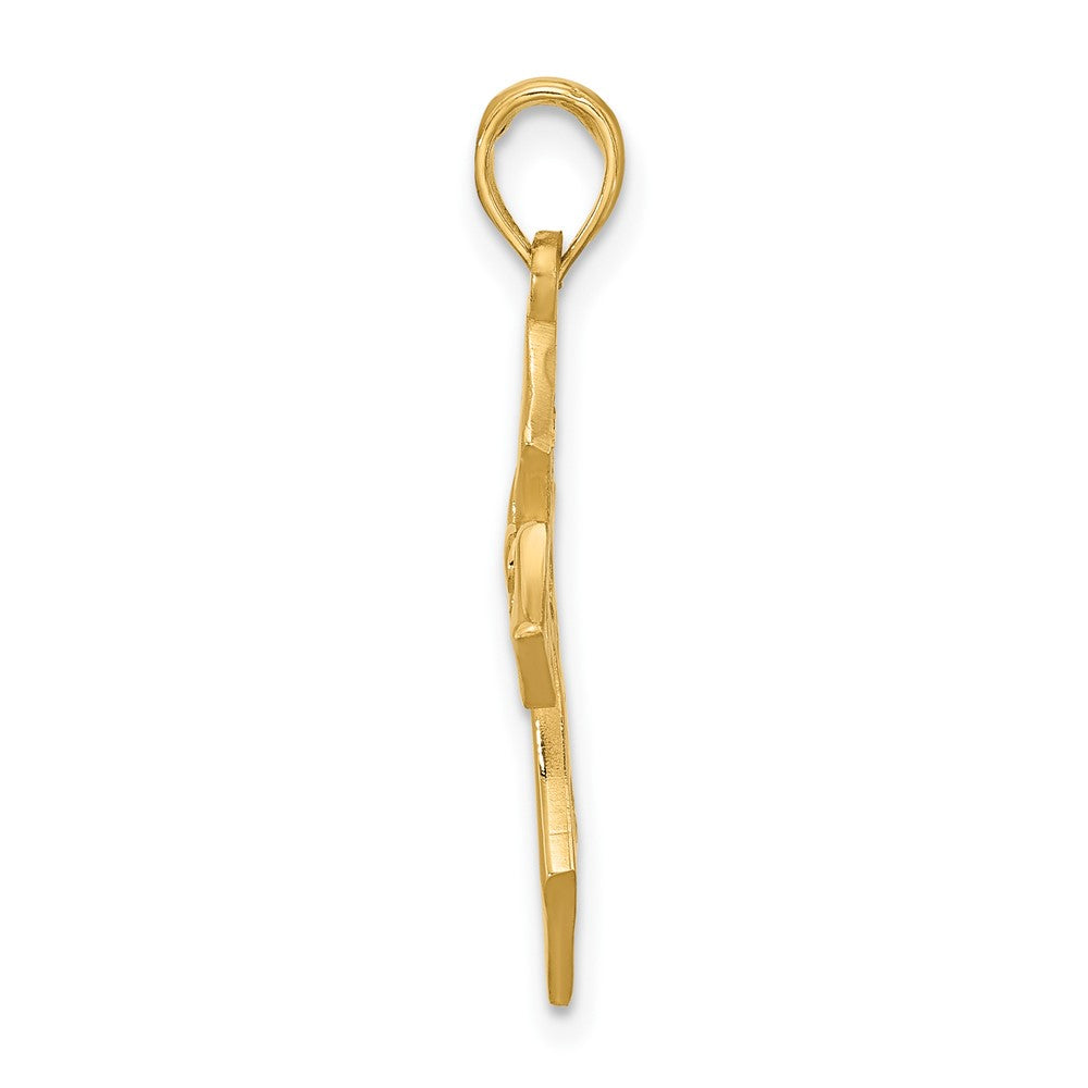 14k Yellow Gold 18.2 mm 14KY Fancy Cross and Fleur-De-Lis Charm (1.53 grams)