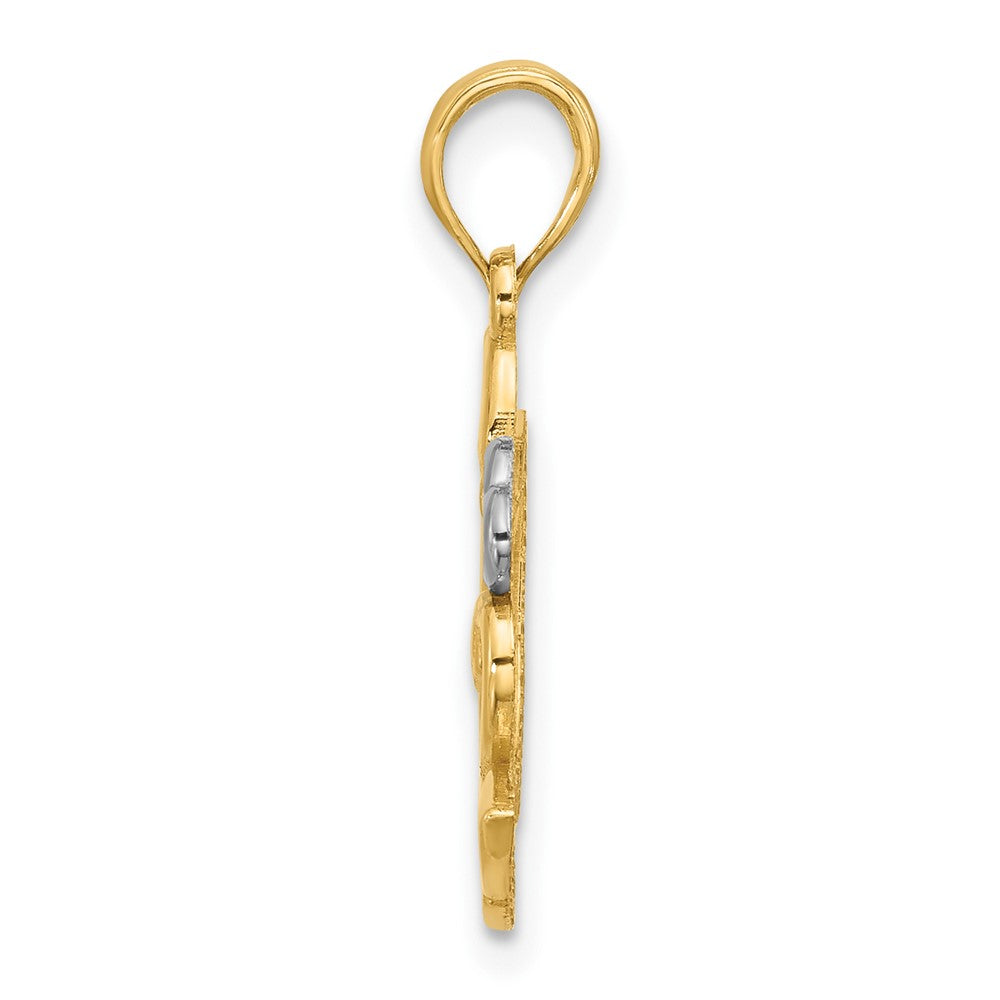 14k Yellow & Rhodium 18.25 mm Polished Fancy Heart and Swans Charm (1.22 grams)