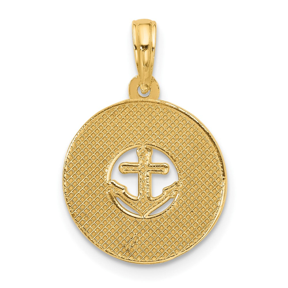 14k Yellow Gold 15 mm Polished Anchor and Stars Charm (1.87 grams)