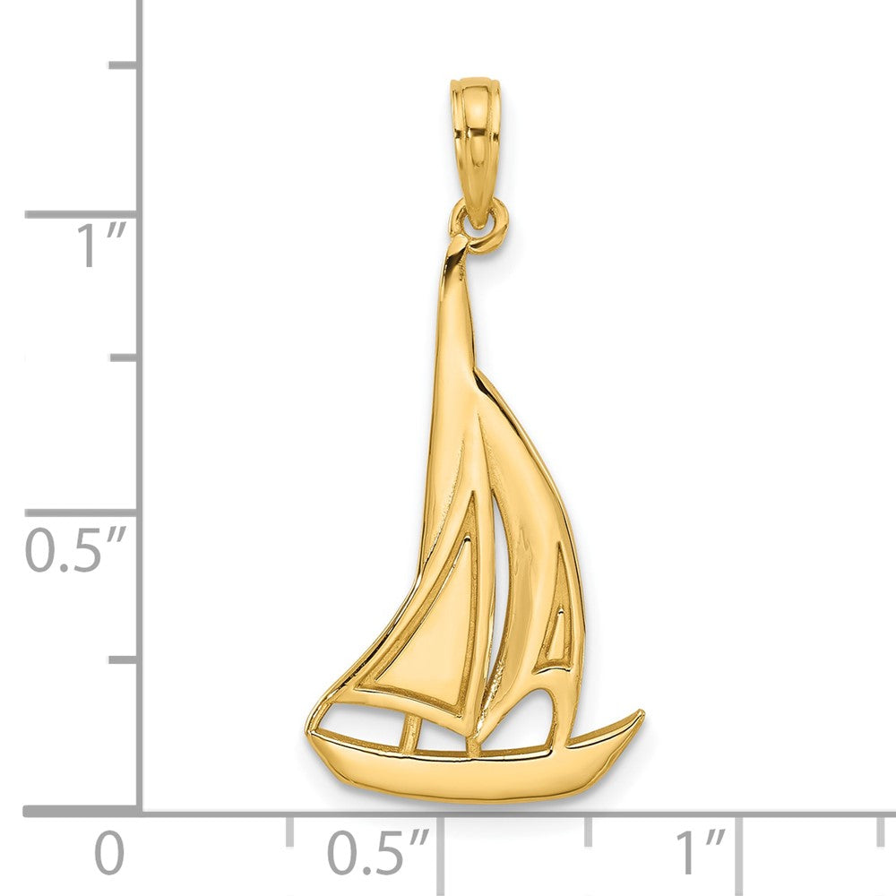14k Yellow Gold 15 mm Polished Sailboat Charm (2.04 grams)