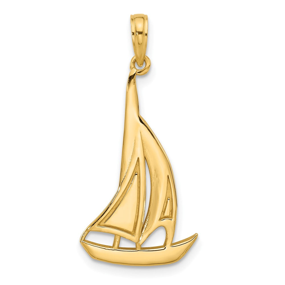 14k Yellow Gold 15 mm Polished Sailboat Charm (2.04 grams)