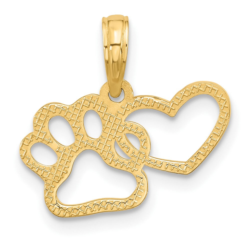 14k Yellow Gold 17.8 mm Polished Fancy Heart and Paw Charm (1.08 grams)