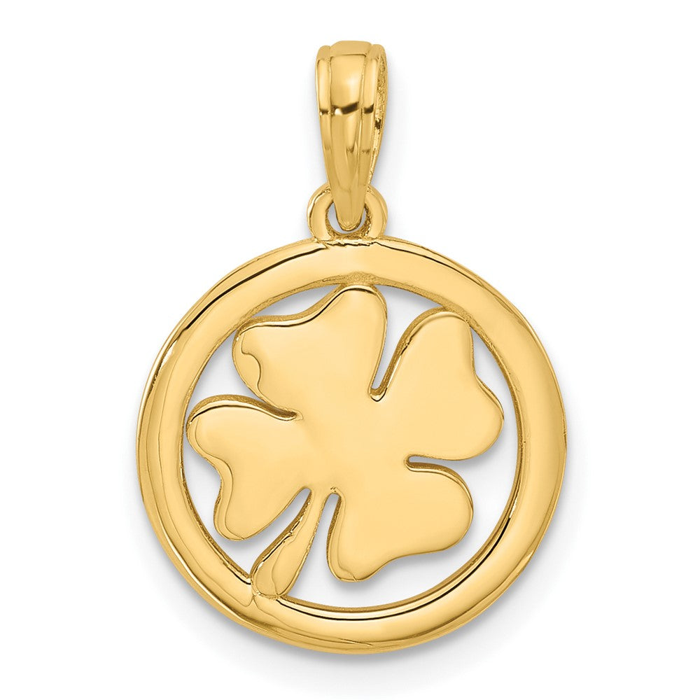 14k Yellow Gold 15 mm Polished Fancy Shamrock Charm (1.81 grams)