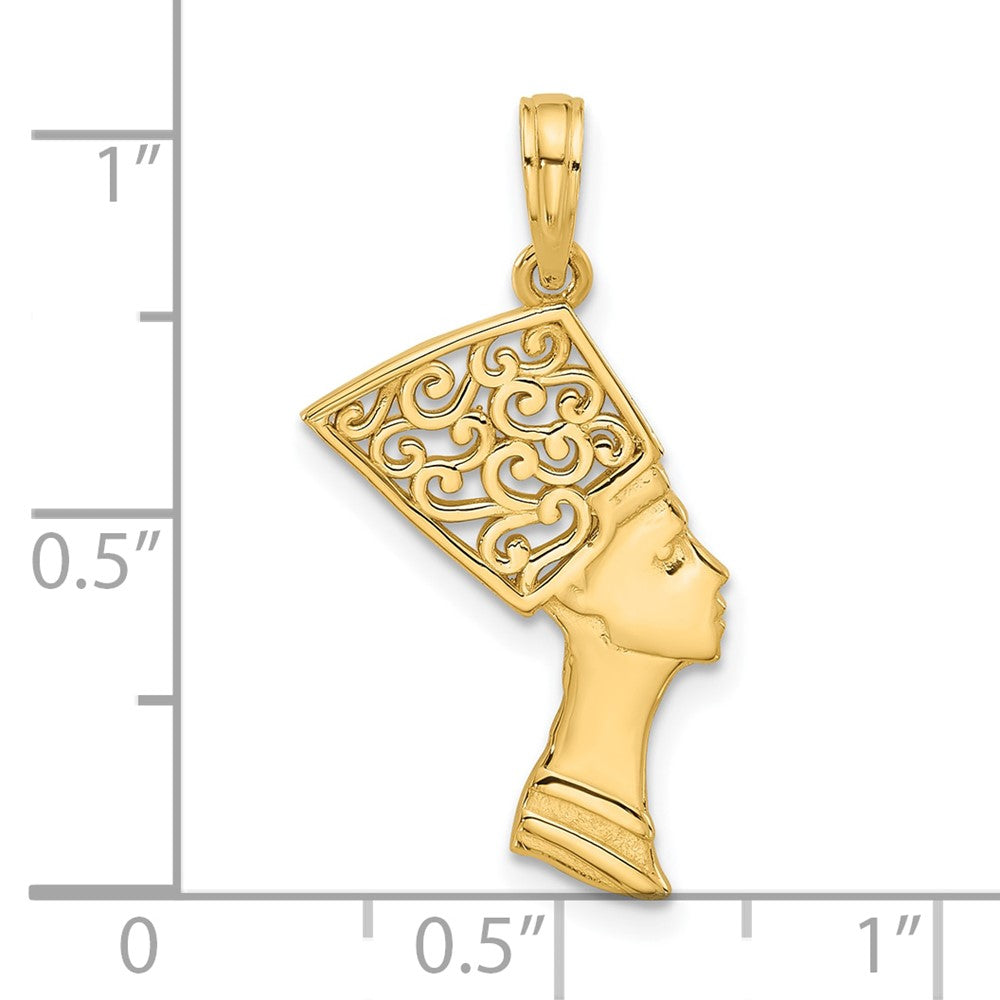 14k Yellow Gold 12 mm Fancy Nefertiti Profile Charm (1.57 grams)