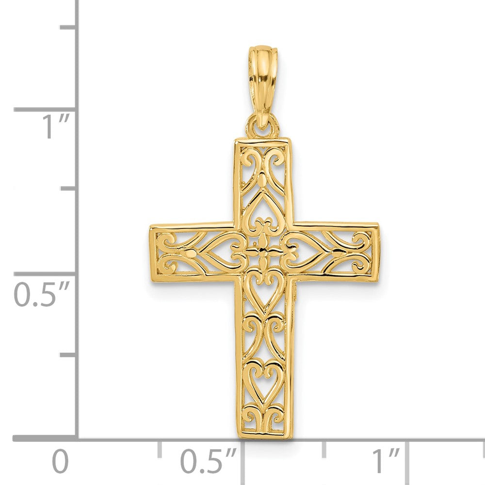 14K Fancy Hearts Cross Charm (1.72 grams)
