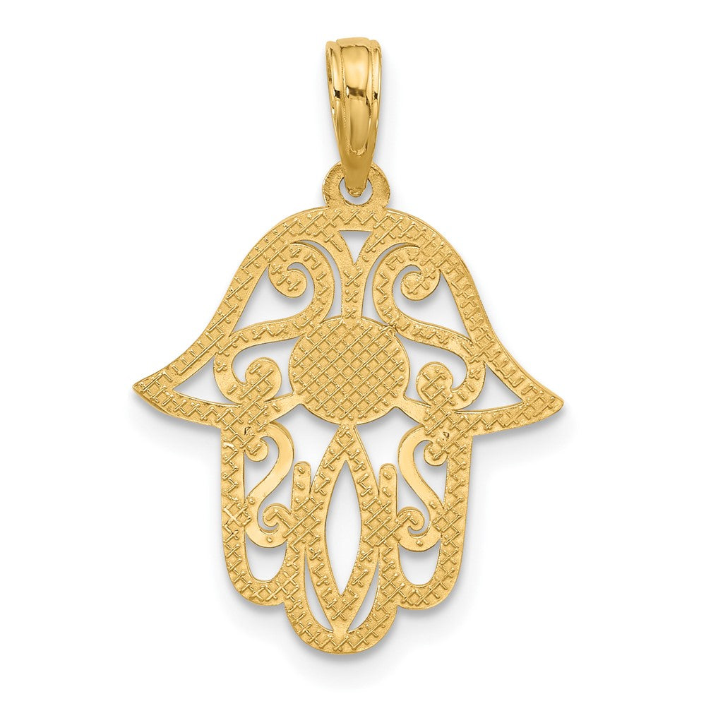 14k Yellow Gold 17.9 mm 14KY Fancy Hamsa Charm (2.2 grams)