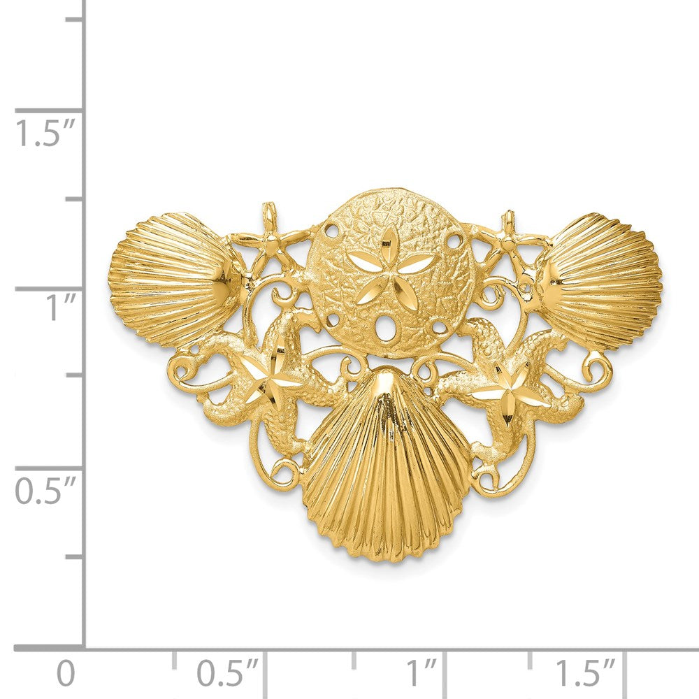 14k Yellow Gold 40 mm Sea Life Diamond-cut Omega Slide (5.59 grams)
