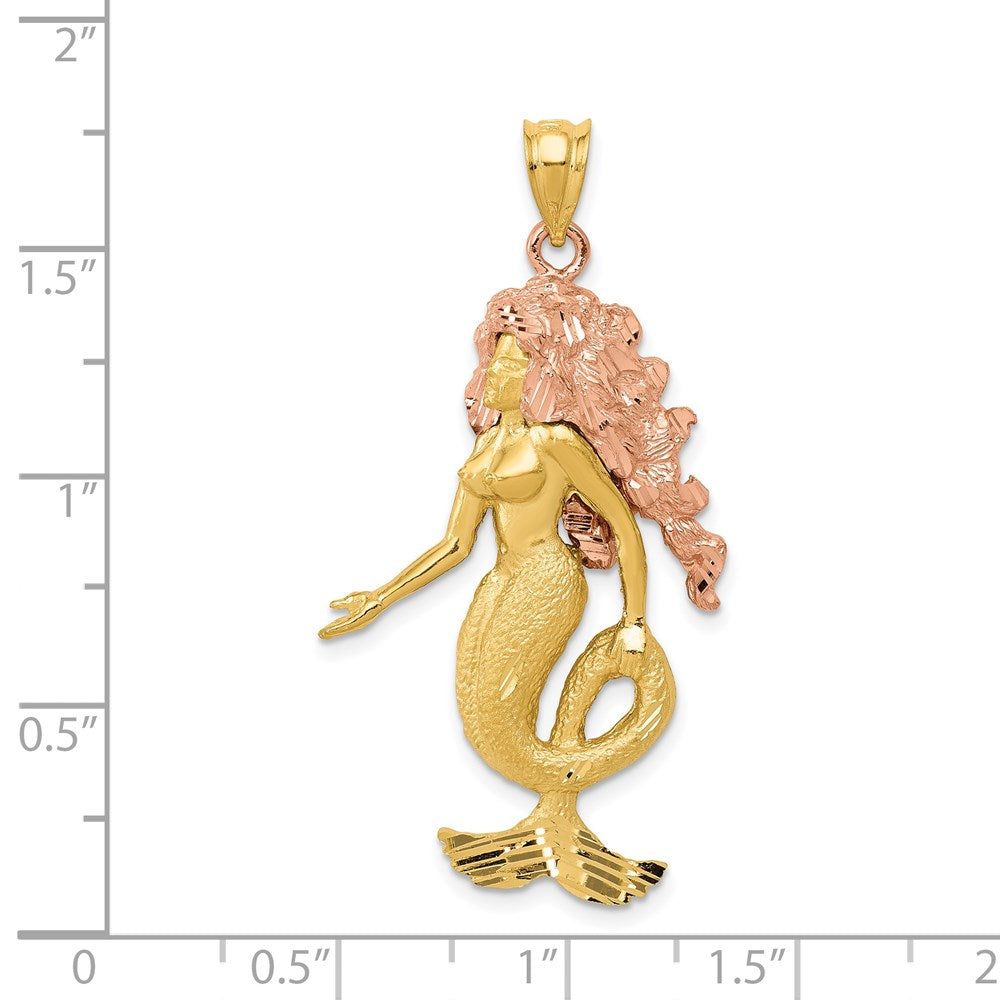14k Two-tone 21 mm Two-Tone Mermaid Charm (4.37 grams)