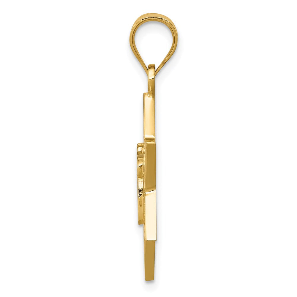 14k Yellow Gold 18 mm Solid Polish Chai in Star of David Charm (1.8 grams)