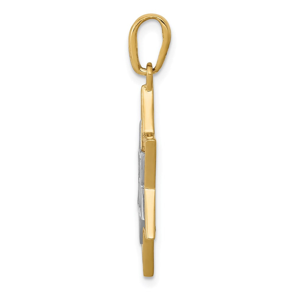 14k Yellow & Rhodium 21 mm Solid Mesh Star Of David Charm (2.58 grams)