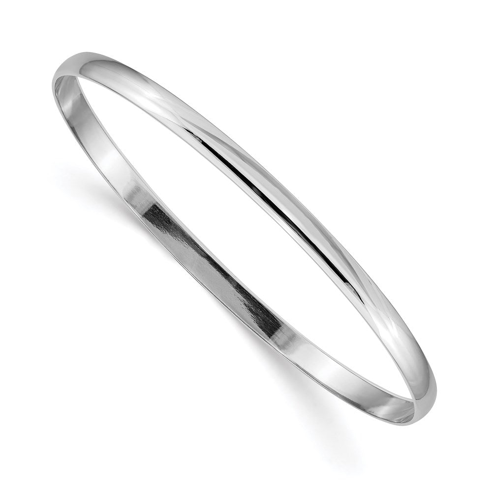 14k White Gold 4 mm Solid Polished Half-Round Slip-On Bangle (9.47 grams)