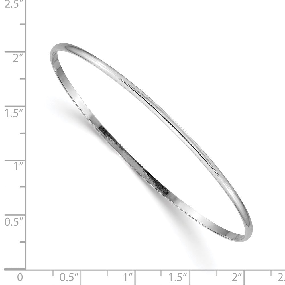 14k White Gold 2 mm Solid Polished Half-Round Slip-On Bangle (4.73 grams)
