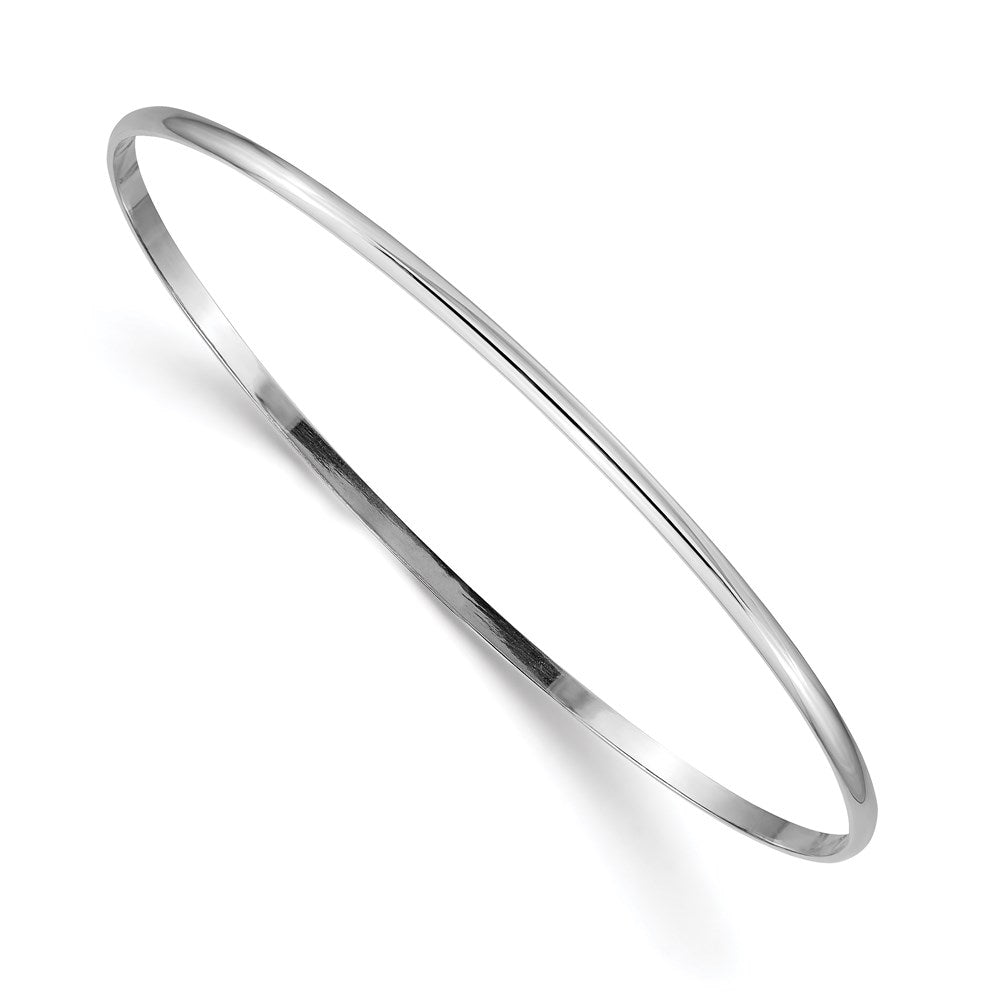 14k White Gold 2 mm Solid Polished Half-Round Slip-On Bangle (4.73 grams)