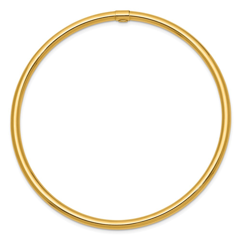 14k Yellow Gold 3 mm Polished Round Tube Slip-on Bangle (3.57 grams)
