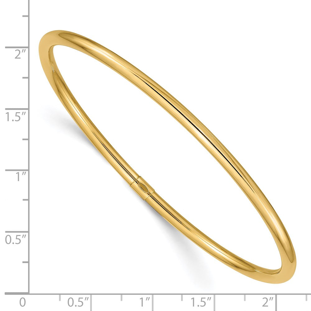 14k Yellow Gold 3 mm Polished Round Tube Slip-on Bangle (3.57 grams)