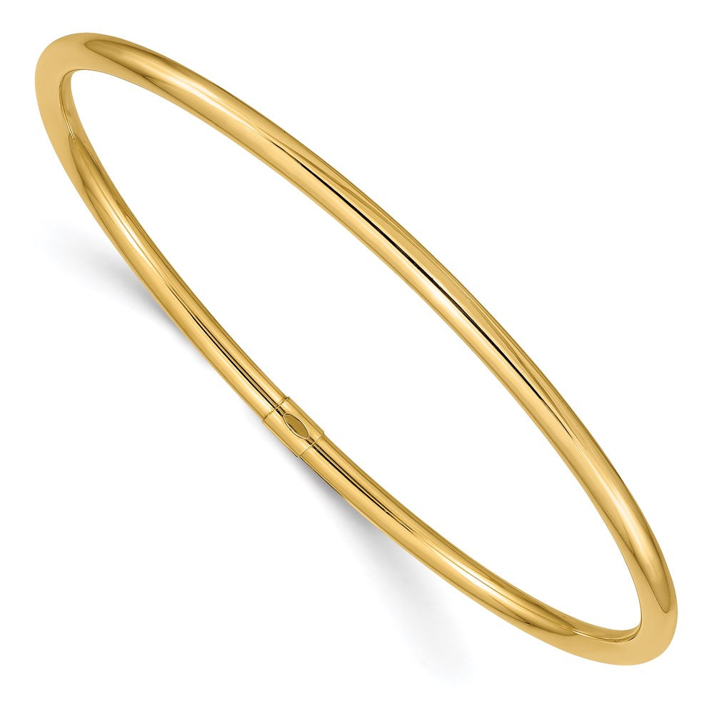 14k Yellow Gold 3 mm Polished Round Tube Slip-on Bangle (3.57 grams)