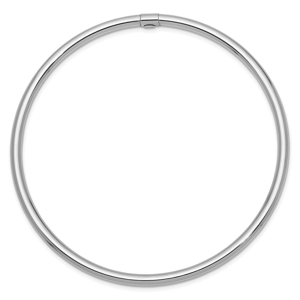 14k White Gold 3 mm Polished Round Tube Slip-on Bangle (3.38 grams)