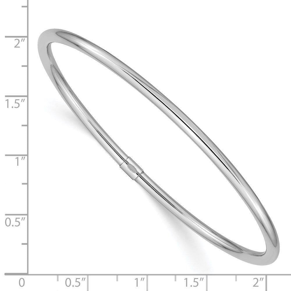14k White Gold 3 mm Polished Round Tube Slip-on Bangle (3.38 grams)