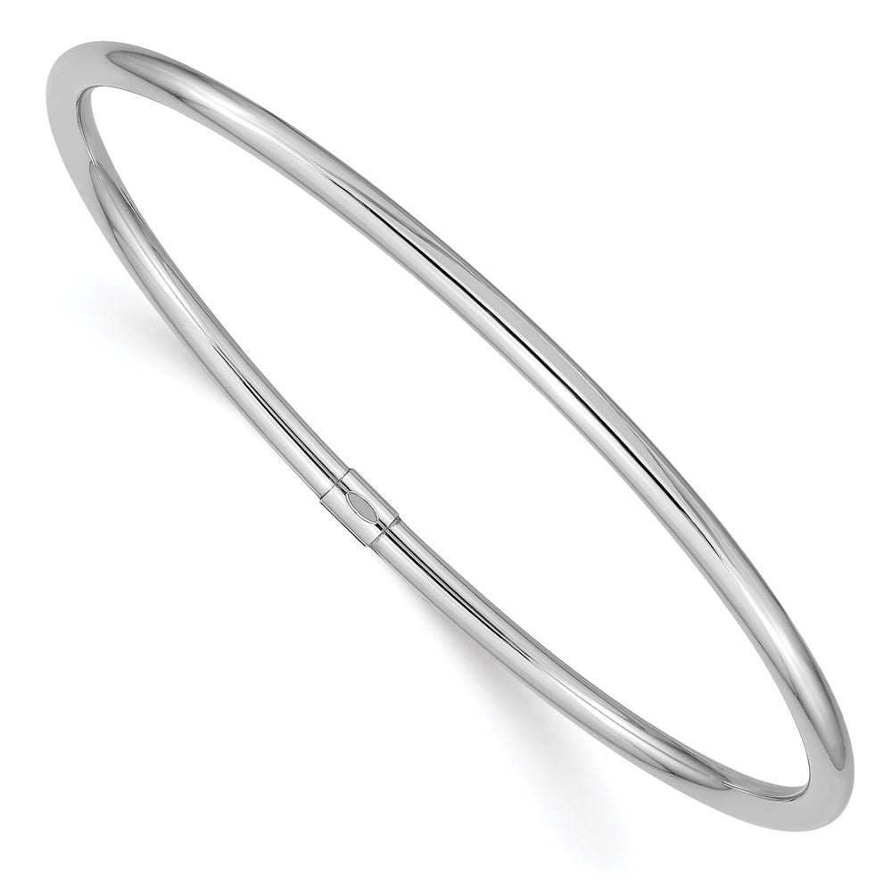 14k White Gold 3 mm Polished Round Tube Slip-on Bangle (3.38 grams)