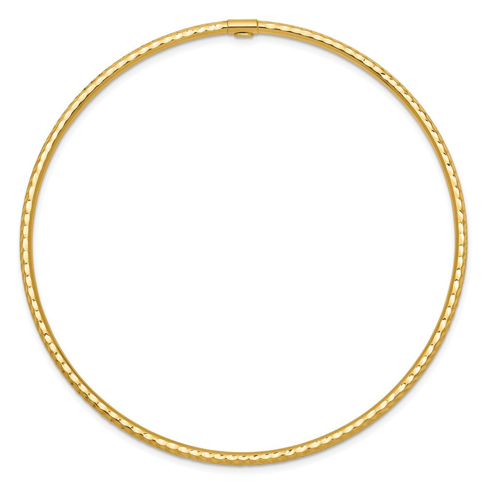 14k Yellow Gold 2 mm Diamond-cut Tube Slip-on Bangle (2 grams)
