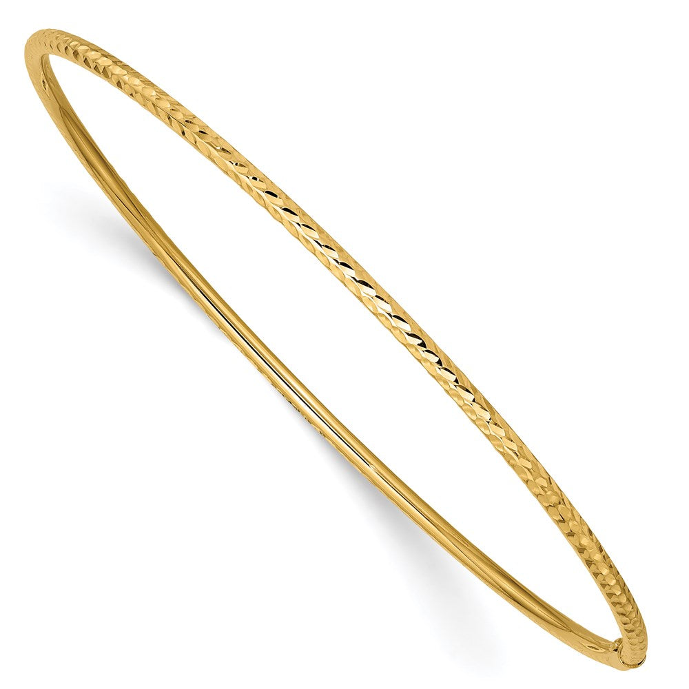 14k Yellow Gold 2 mm Diamond-cut Tube Slip-on Bangle (2 grams)