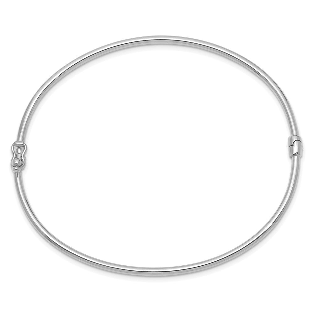 14k White Gold 2 mm Hinged Bangle Bracelet (3.02 grams)