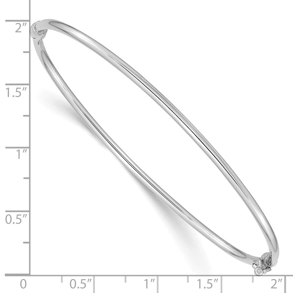 14k White Gold 2 mm Hinged Bangle Bracelet (3.02 grams)