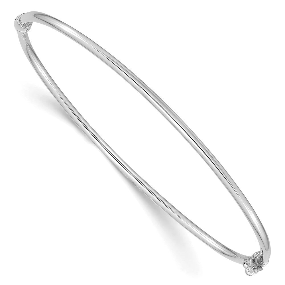 14k White Gold 2 mm Hinged Bangle Bracelet (3.02 grams)