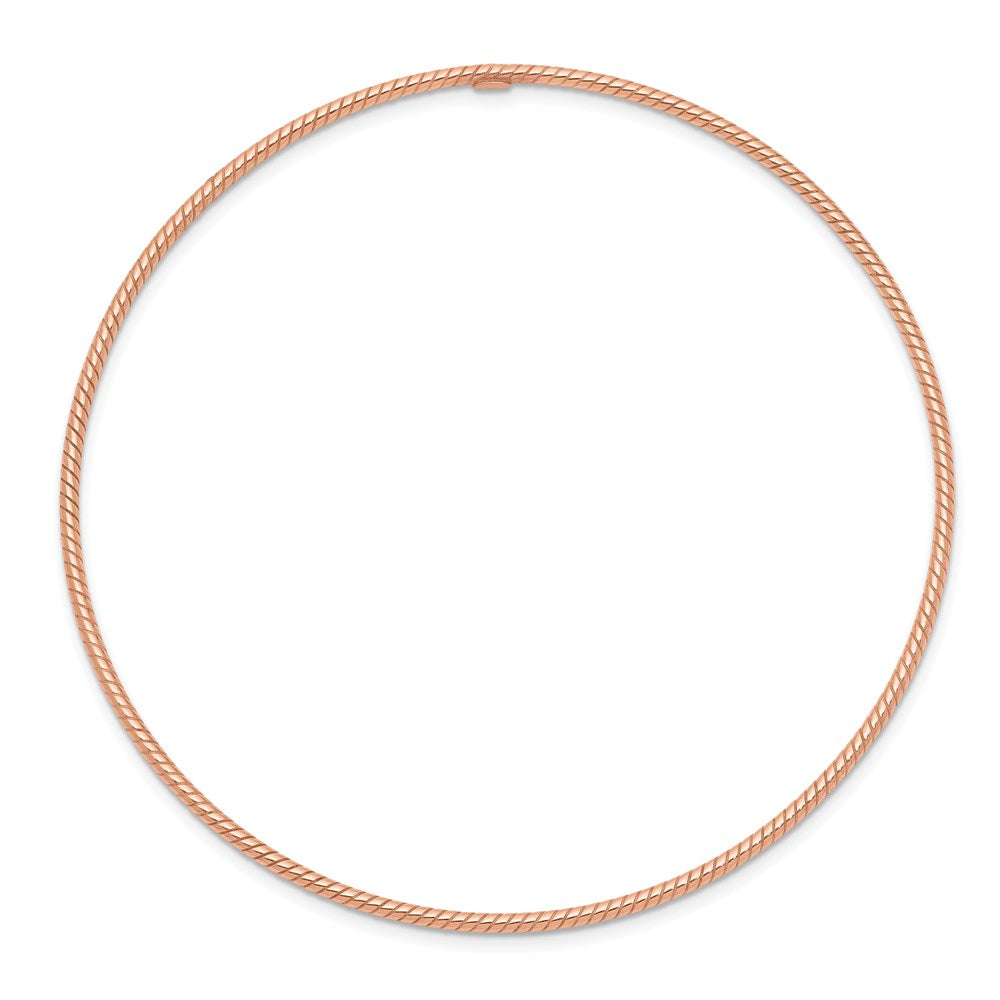 14k Rose Gold 1.5 mm Rose Gold Textured Slip-on Bangle Bracelet (1.94 grams)