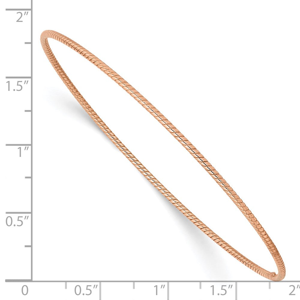 14k Rose Gold 1.5 mm Rose Gold Textured Slip-on Bangle Bracelet (1.94 grams)