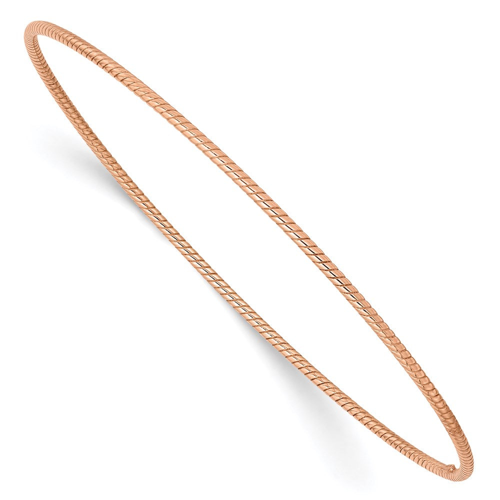 14k Rose Gold 1.5 mm Rose Gold Textured Slip-on Bangle Bracelet (1.94 grams)