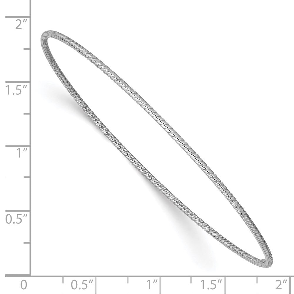 14k White Gold 1.5 mm Textured Slip-on Bangle Bracelet (1.91 grams)