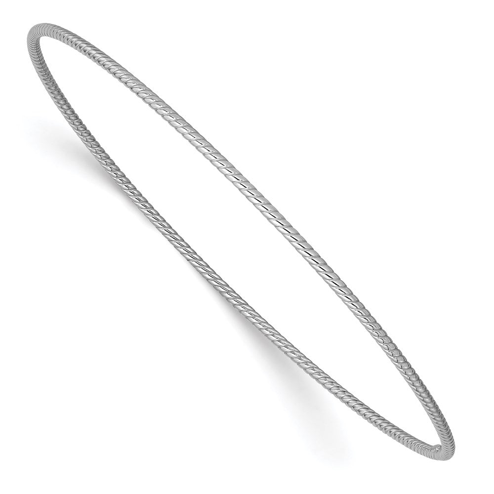 14k White Gold 1.5 mm Textured Slip-on Bangle Bracelet (1.91 grams)
