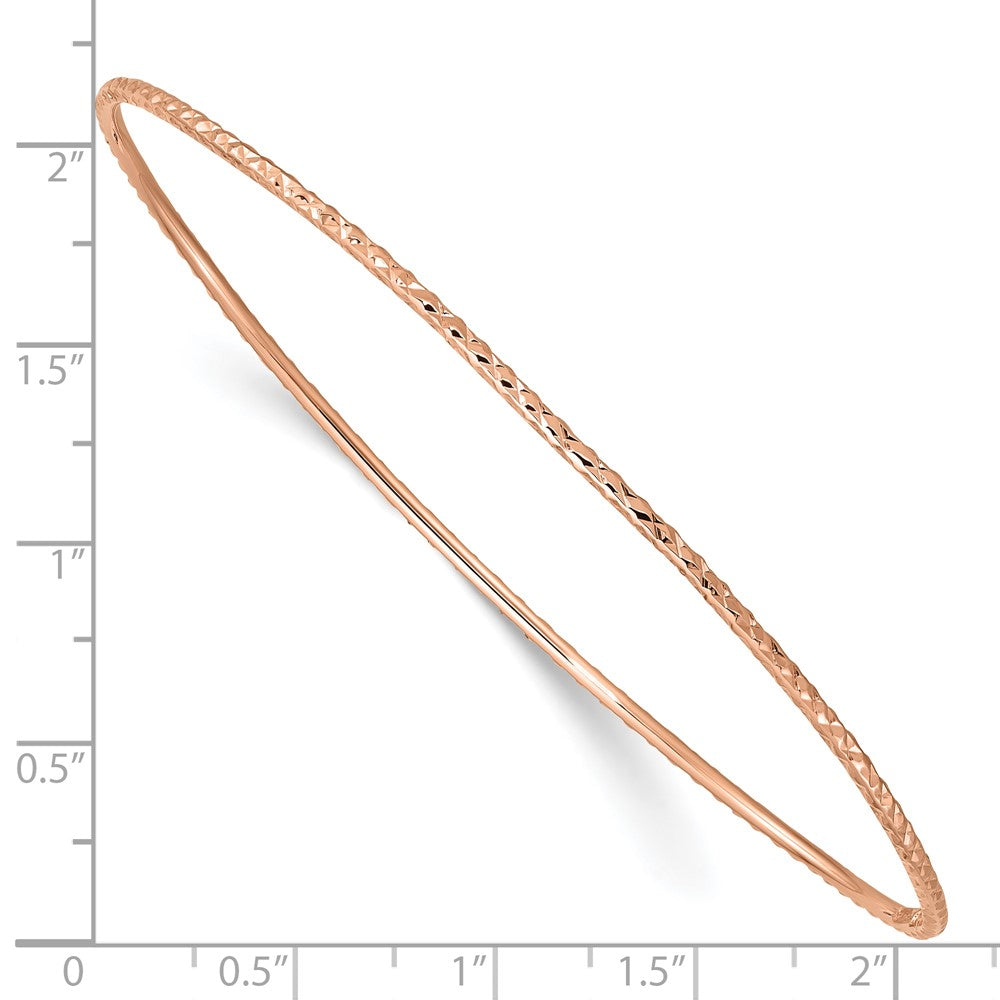 14k Rose Gold 1.5 mm Rose Gold Diamond-Cut Slip-on Bangle Bracelet (1.47 grams)
