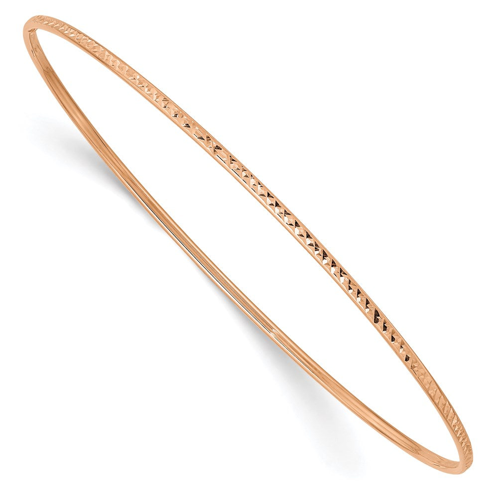 14k Rose Gold 1.5 mm Rose Gold Diamond-Cut Slip-on Bangle Bracelet (1.47 grams)
