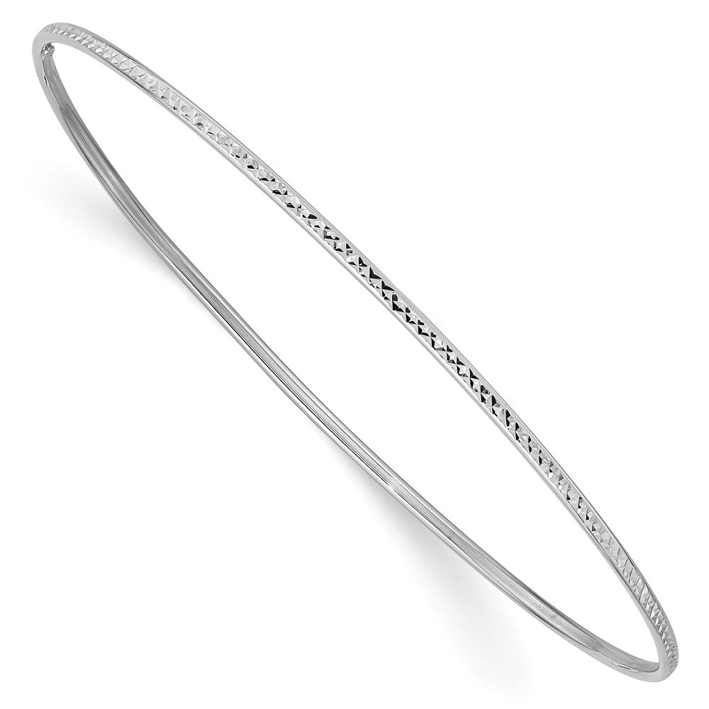 14k White Gold 1.5 mm Diamond-Cut Slip-on Bangle Bracelet (1.41 grams)