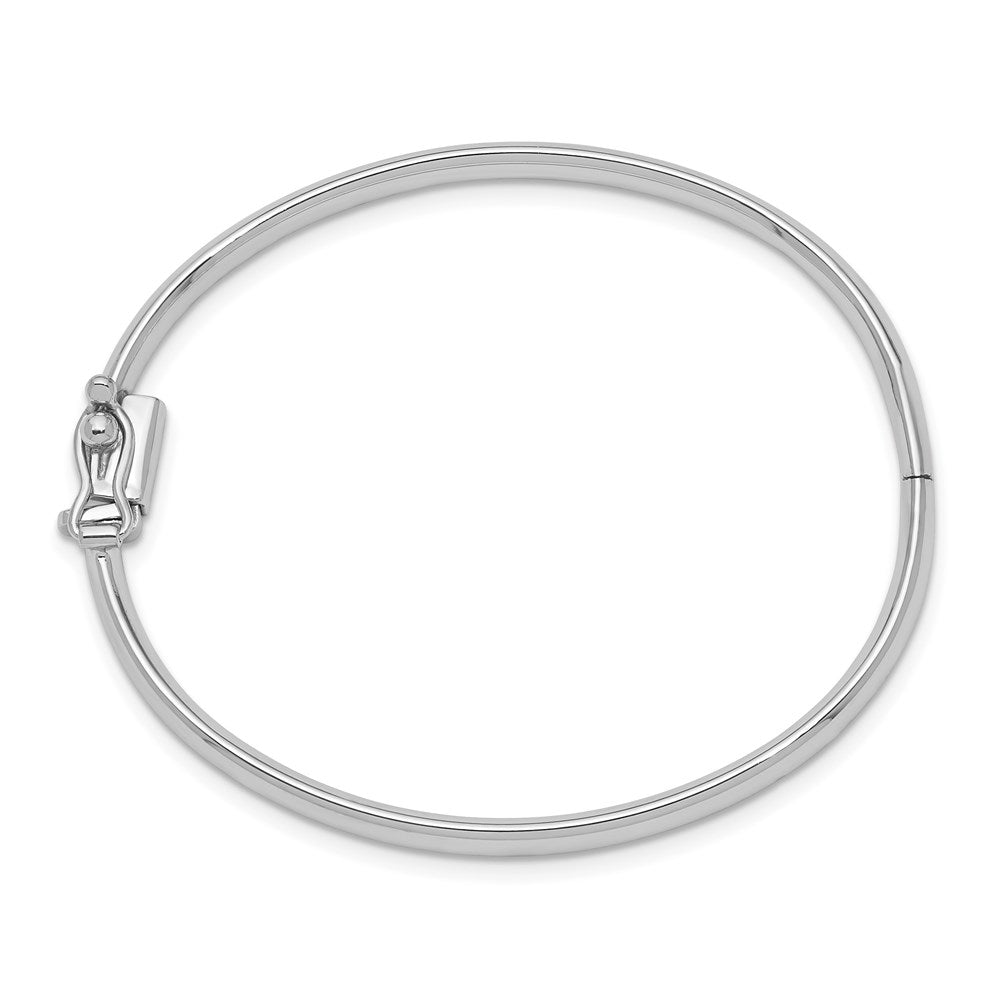 14k White Gold 3.75 mm Polished Hinged Safety Clasp Baby Bangle (2.95 grams)