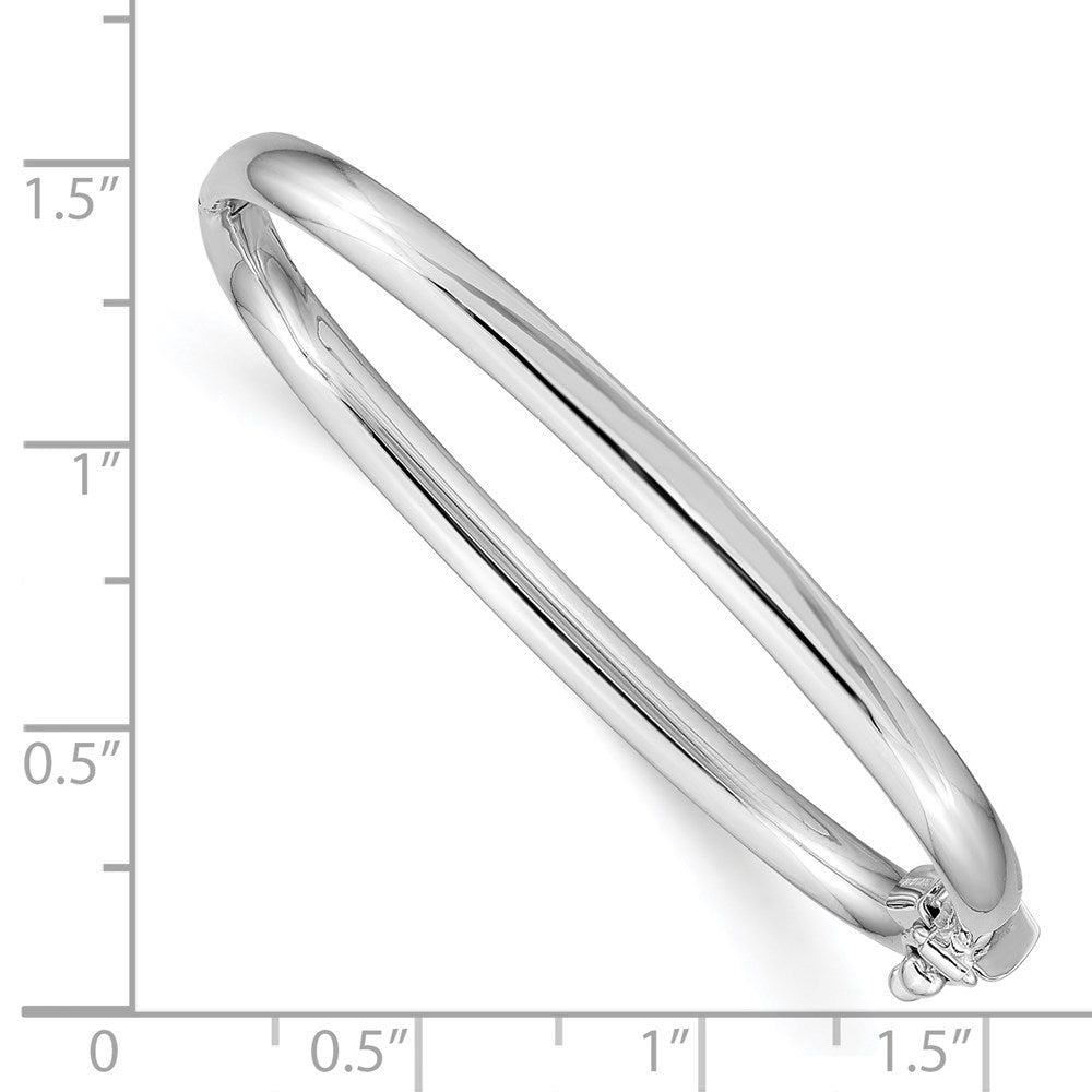 14k White Gold 3.75 mm Polished Hinged Safety Clasp Baby Bangle (2.95 grams)