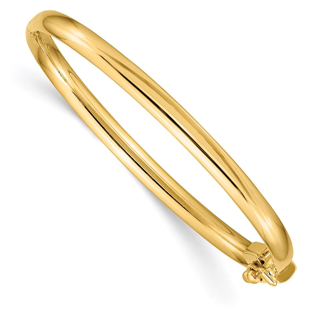 14k Yellow Gold 3.75 mm Polished Hinged Safety Clasp Baby Bangle (2.96 grams)