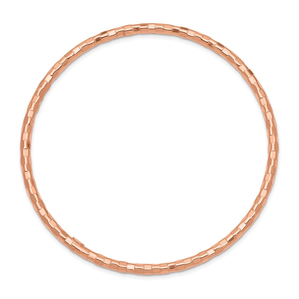 14k Rose Gold 3 mm Polished Textured Slip-on Bangle Bracelet (2.47 grams)