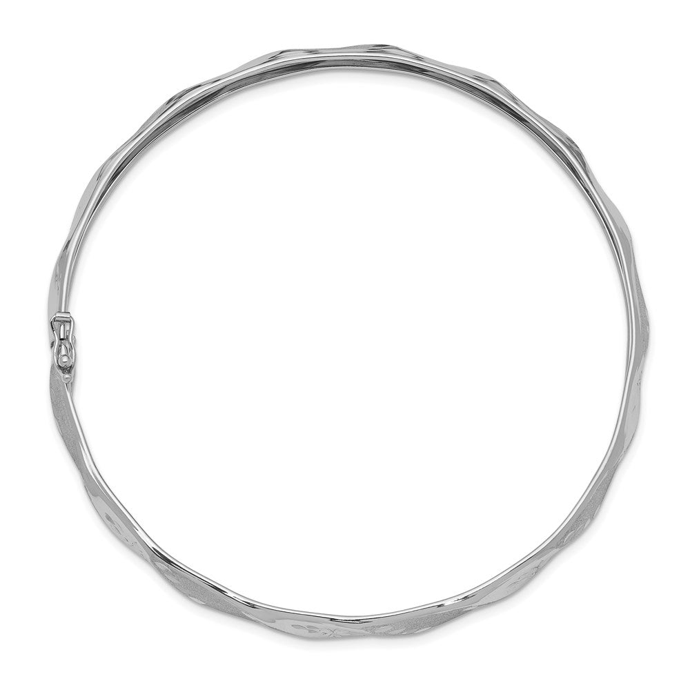 14k White Gold 5 mm Polished Twisted Flexible Bangle (4.51 grams)
