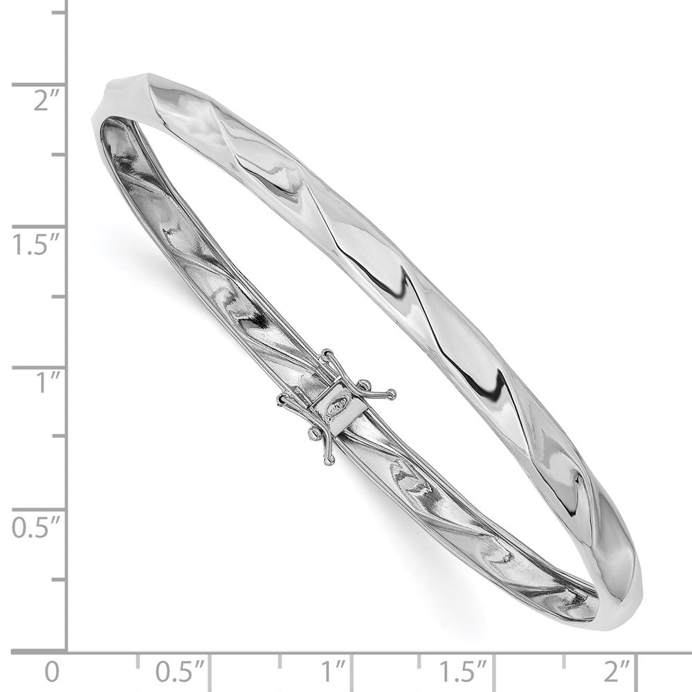 14k White Gold 5 mm Polished Twisted Flexible Bangle (4.51 grams)