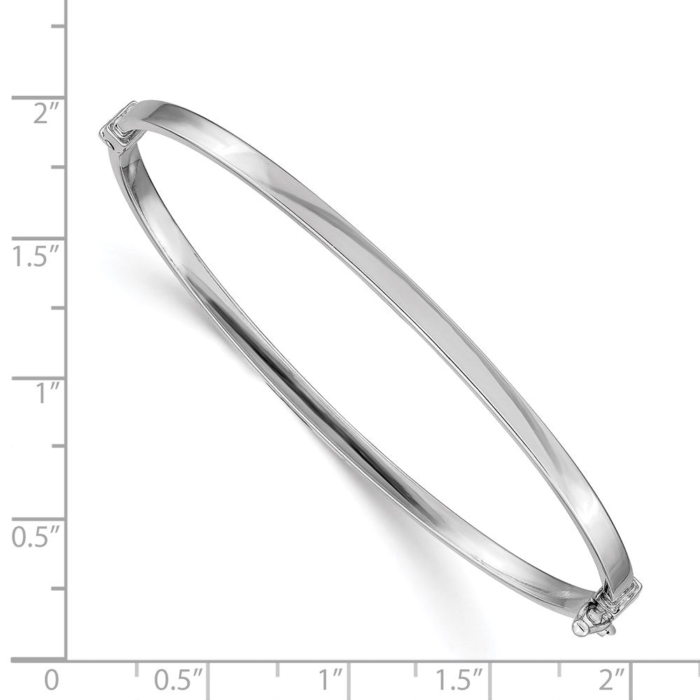 14k White Gold 3 mm Polished Hinged Bangle Bracelet (3.48 grams)