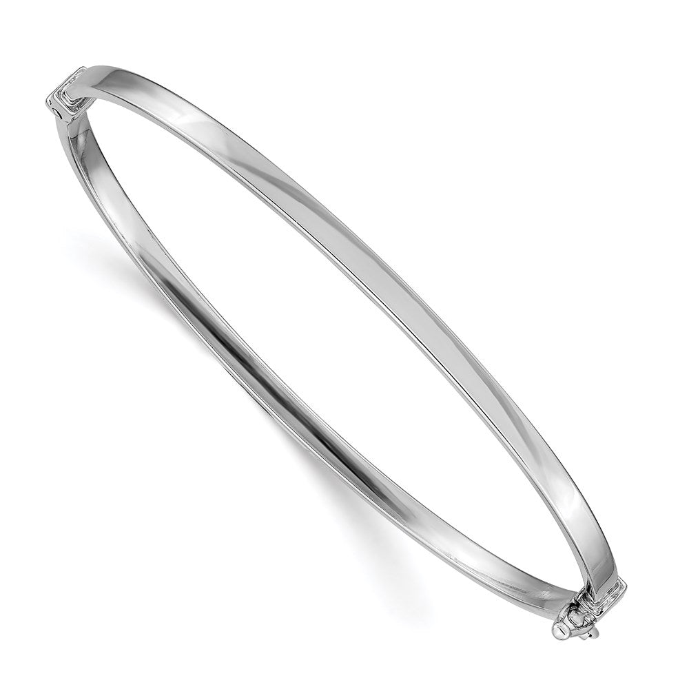 14k White Gold 3 mm Polished Hinged Bangle Bracelet (3.48 grams)