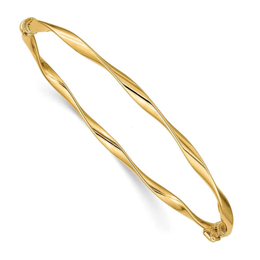 14k Yellow Gold 3 mm Polished Twisted Hinged Bangle Bracelet (3.18 grams)